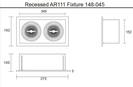 AR111 recessed-trimless dubbel zwart sfeer maten opbouw