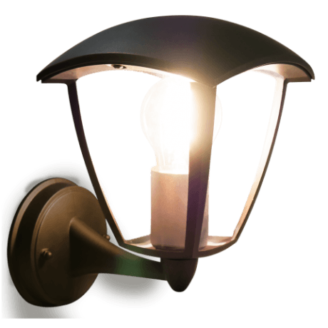 Muurlamp E27 hangend glas zwart Aan