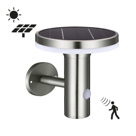 Muurlamp Solar 6W 2700K RVS met bewegingsmelder