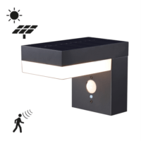 Wandlamp Solar 6W 2700K vierkant zwart met bewegingsmelder