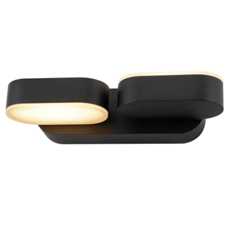 Wandlamp dubbel ovaal 13W 2700K zwart 2