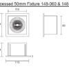 50mm inbouwarmatuur wit Afmetingen