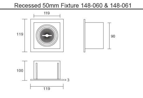 50mm inbouwarmatuur wit Afmetingen