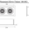 Dubbel 50mm inbouwarmatuur wit Afmetingen