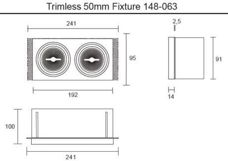 Dubbel 50mm inbouwarmatuur wit Afmetingen 2