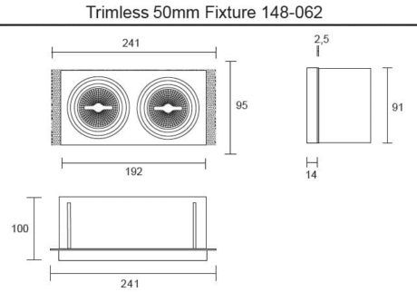 Dubbel 50mm inbouwarmatuur zwart Afmetingen 2