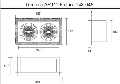 Dubbel AR111 inbouwarmatuur wit Afmetingen