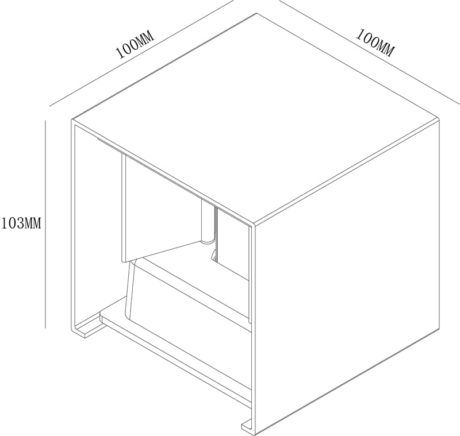 Wandlamp 10x10x10cm 2x3W 2700K dimbaar zwart Afmetingen