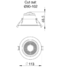 Downlighter 113mm 10W Tri White maten