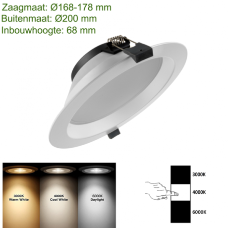 Downlighter 200mm 20W Tri sfeer