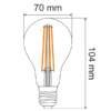 A70 12W filament dimbaar 2700K maten