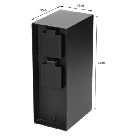 Stopcontact buiten 2x2 voudig strak zwart maten