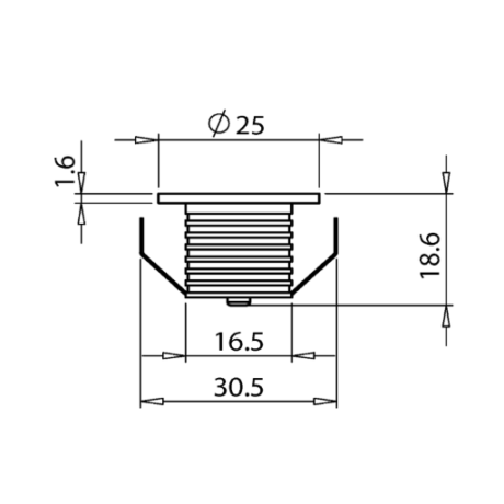 Mini inbouwspot 1W 2700K zwart maten