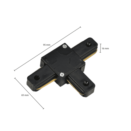 1-Fase T-koppelstuk zwart maten