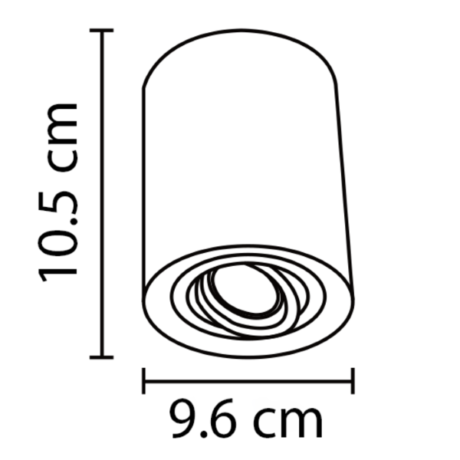 Opbouwspot GU10 96Ø 105H kantelbaar maten