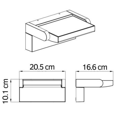 Buitenlamp 12,5w kantelbaar zwart maten