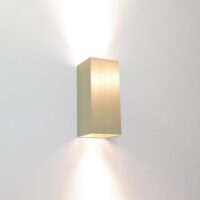 Wandlamp 2xGU10 6,6x6,6 H15,4 mat goud aan