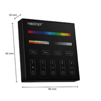 Mi-light wandpaneel 4 zones RGB + CCT zwart maten